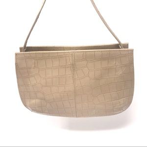 Small crocodile embossed leather shoulder bag